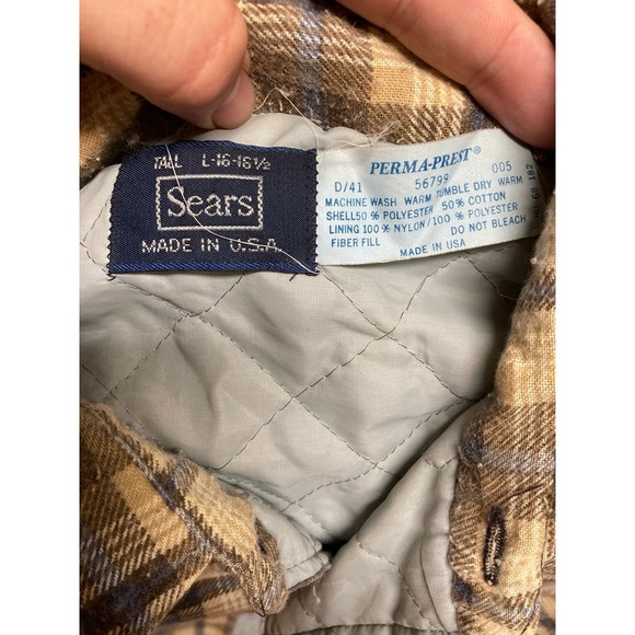 Vintage Flannel Quilted Jacket Size Large Tall Sears Made In The USA - Picture 2 of 4